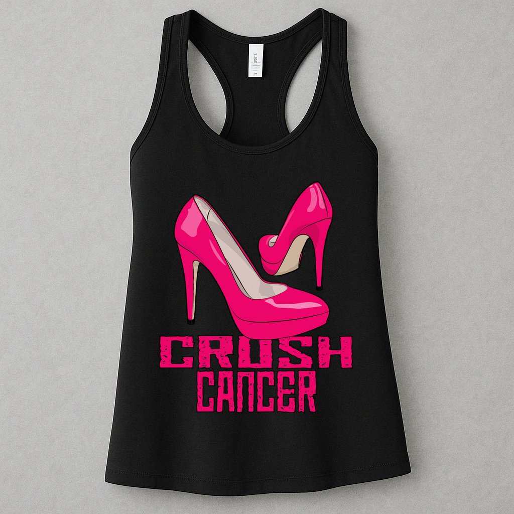 Crush Cancer With Pink Heels Womens Tank Top