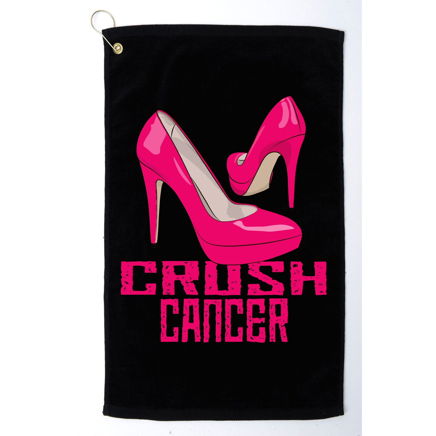 Crush Cancer With Pink Heels Golf Towel