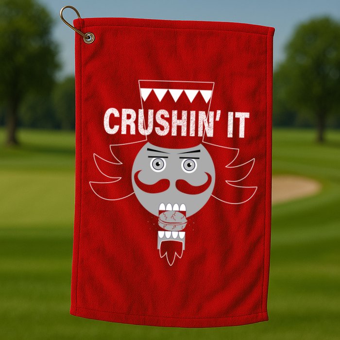 Crushin' It Funny Nutcrackers Christmas Golf Towel