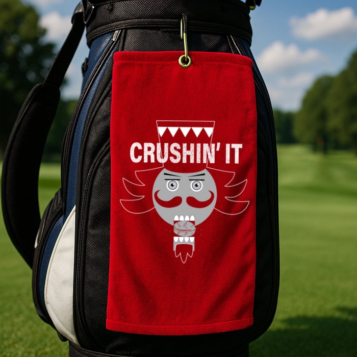 Crushin' It Funny Nutcrackers Christmas Golf Towel