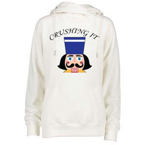 Crushing It! Nutcracker Christmas Womens Funnel Neck Pullover Hood