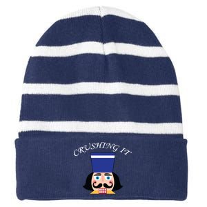 Crushing It! Nutcracker Christmas Striped Beanie with Solid Band