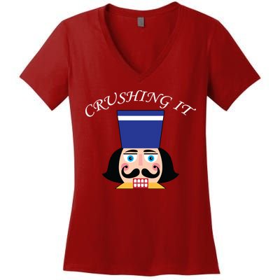 Crushing It! Nutcracker Christmas Women's V-Neck T-Shirt