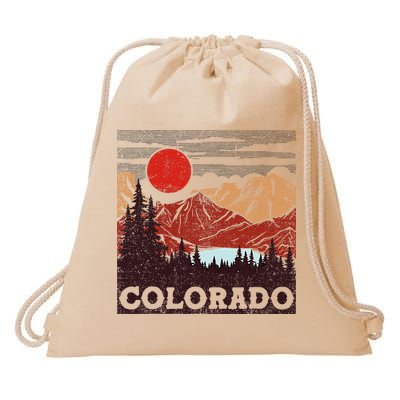 Colorado Retro Vintage Mountains Nature Hiking Drawstring Bag
