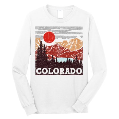 Colorado Retro Vintage Mountains Nature Hiking Long Sleeve Shirt