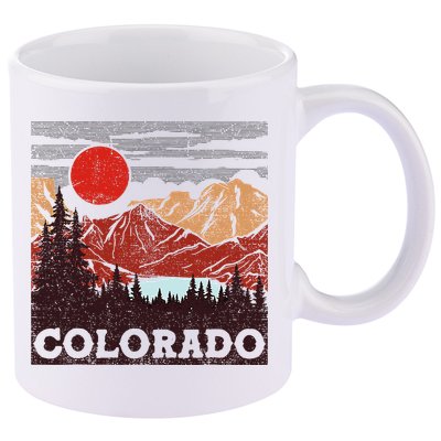 Colorado Retro Vintage Mountains Nature Hiking 11oz C Handle Ceramic Mug