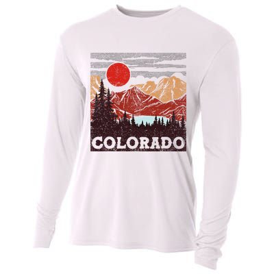 Colorado Retro Vintage Mountains Nature Hiking Cooling Performance Long Sleeve Crew