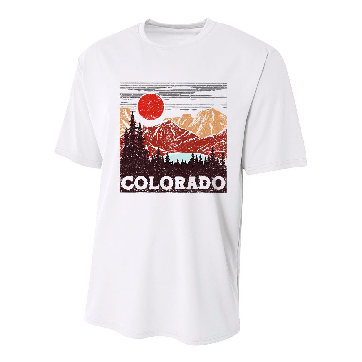 Colorado Retro Vintage Mountains Nature Hiking Youth Performance Sprint T-Shirt