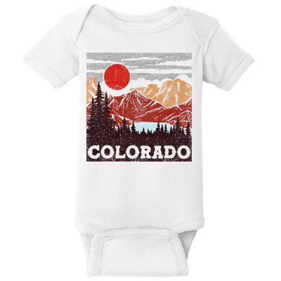 Colorado Retro Vintage Mountains Nature Hiking Baby Bodysuit