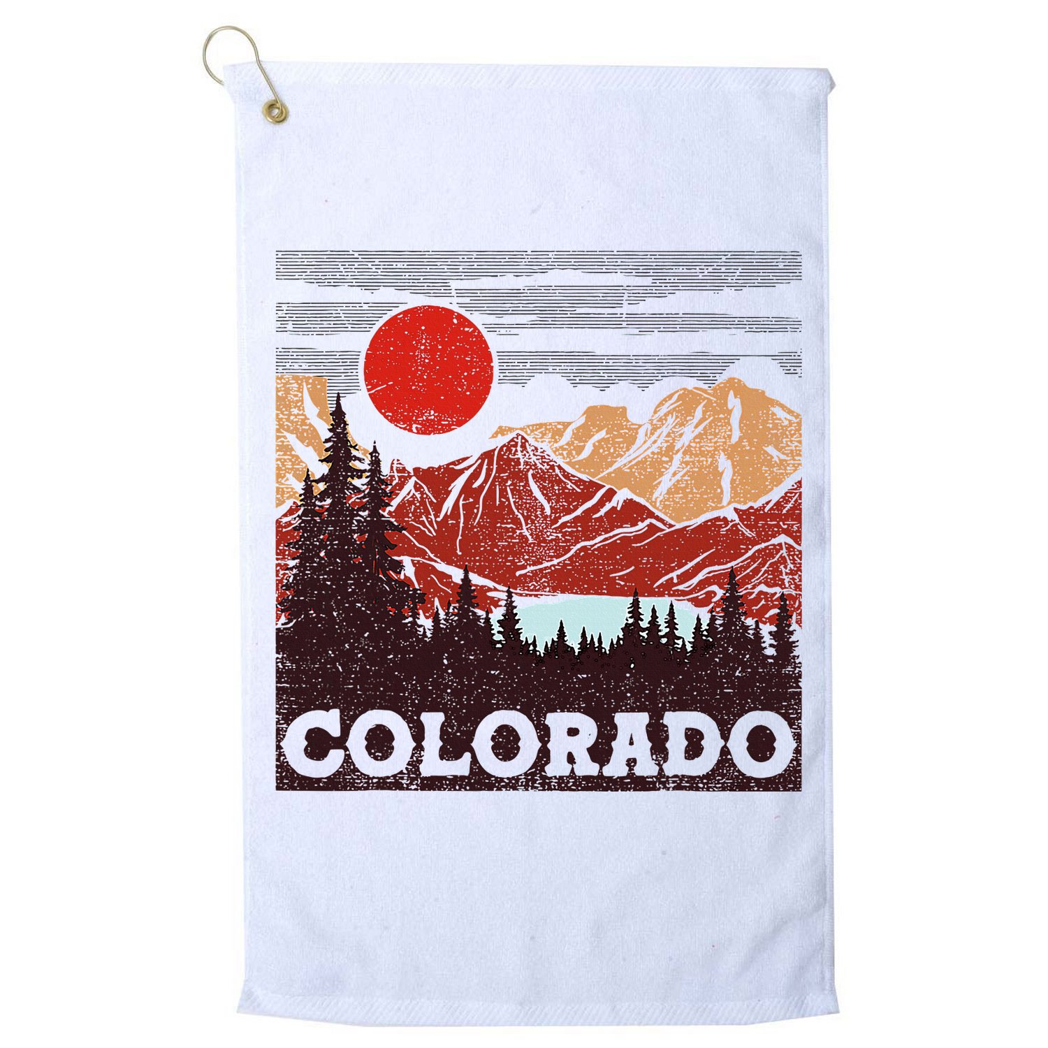 Colorado Retro Vintage Mountains Nature Hiking Golf Towel