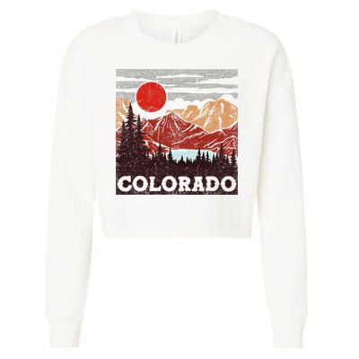 Colorado Retro Vintage Mountains Nature Hiking Cropped Pullover Crew