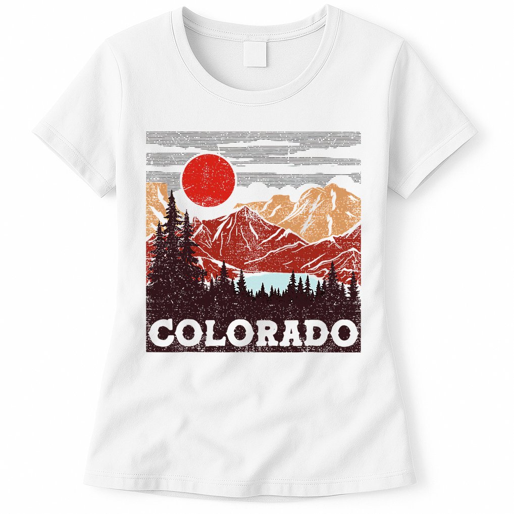 Colorado Retro Vintage Mountains Nature Hiking Womens T-Shirt