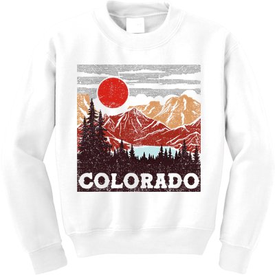 Colorado Retro Vintage Mountains Nature Hiking Kids Sweatshirt