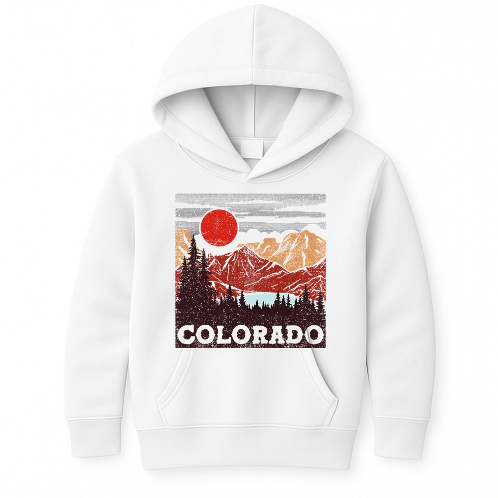 Colorado Retro Vintage Mountains Nature Hiking Kids Hoodie