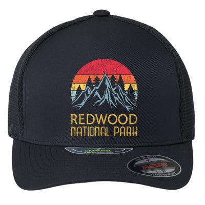 California Retro Vintage Redwood National Park Flexfit Unipanel Trucker Cap
