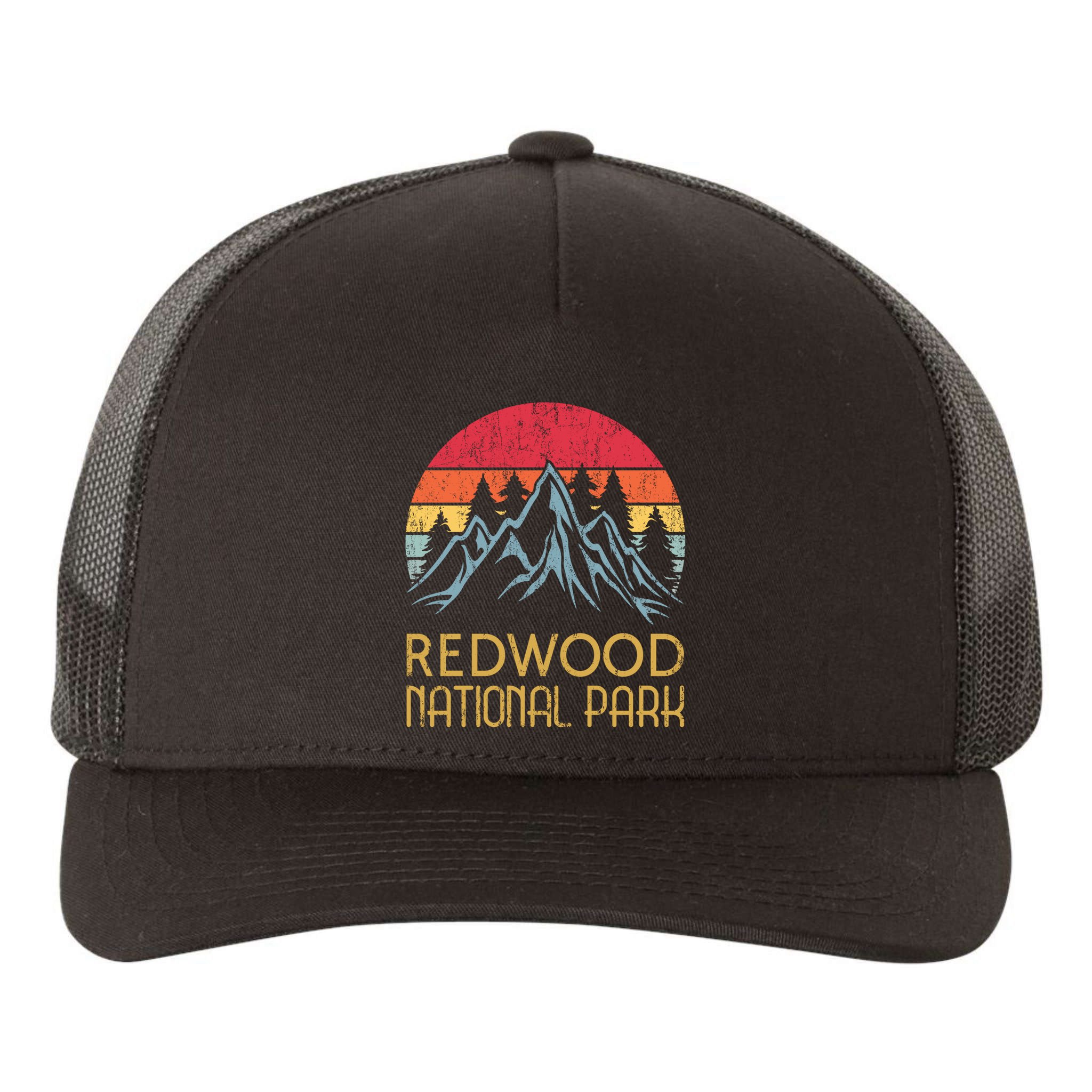 California Retro Vintage Redwood National Park Yupoong Adult 5-Panel Trucker Hat
