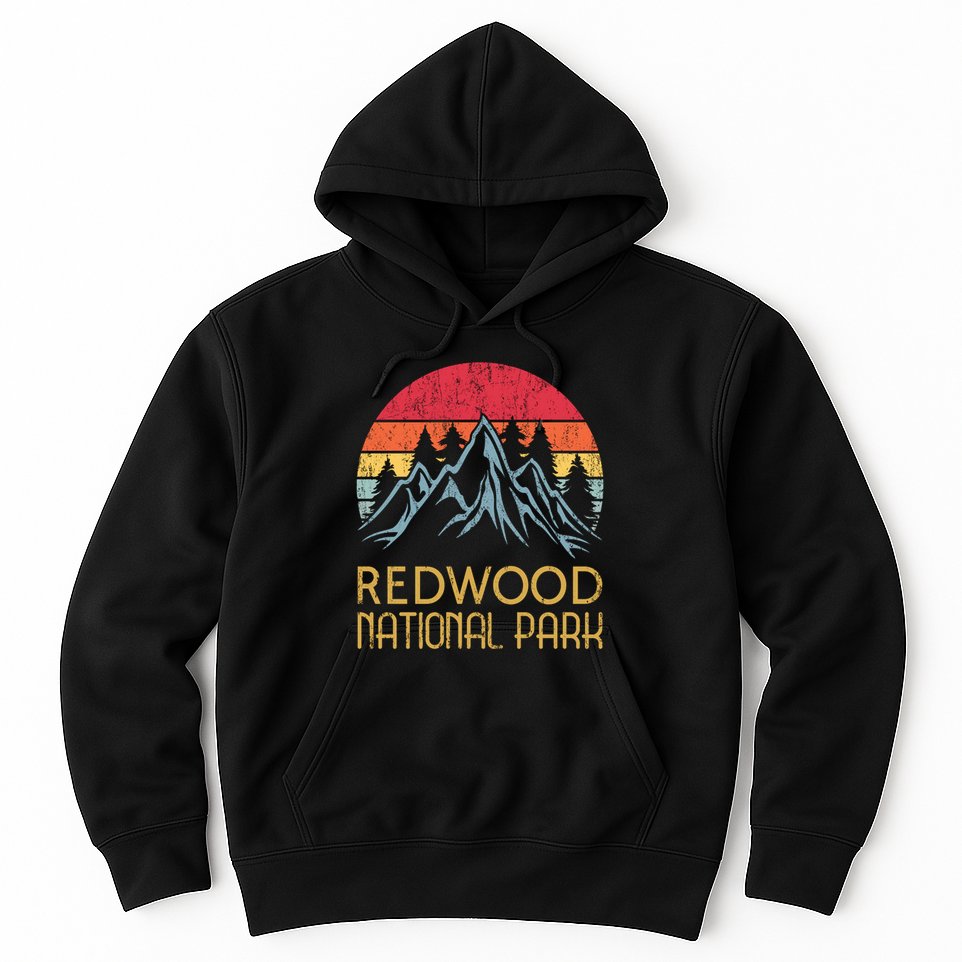 California Retro Vintage Redwood National Park Hoodie