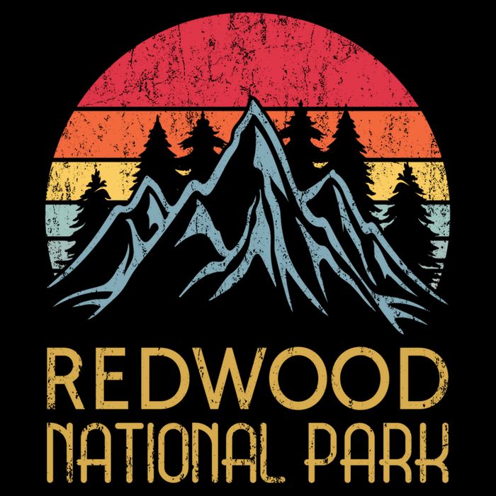 California Retro Vintage Redwood National Park Bucket Hat