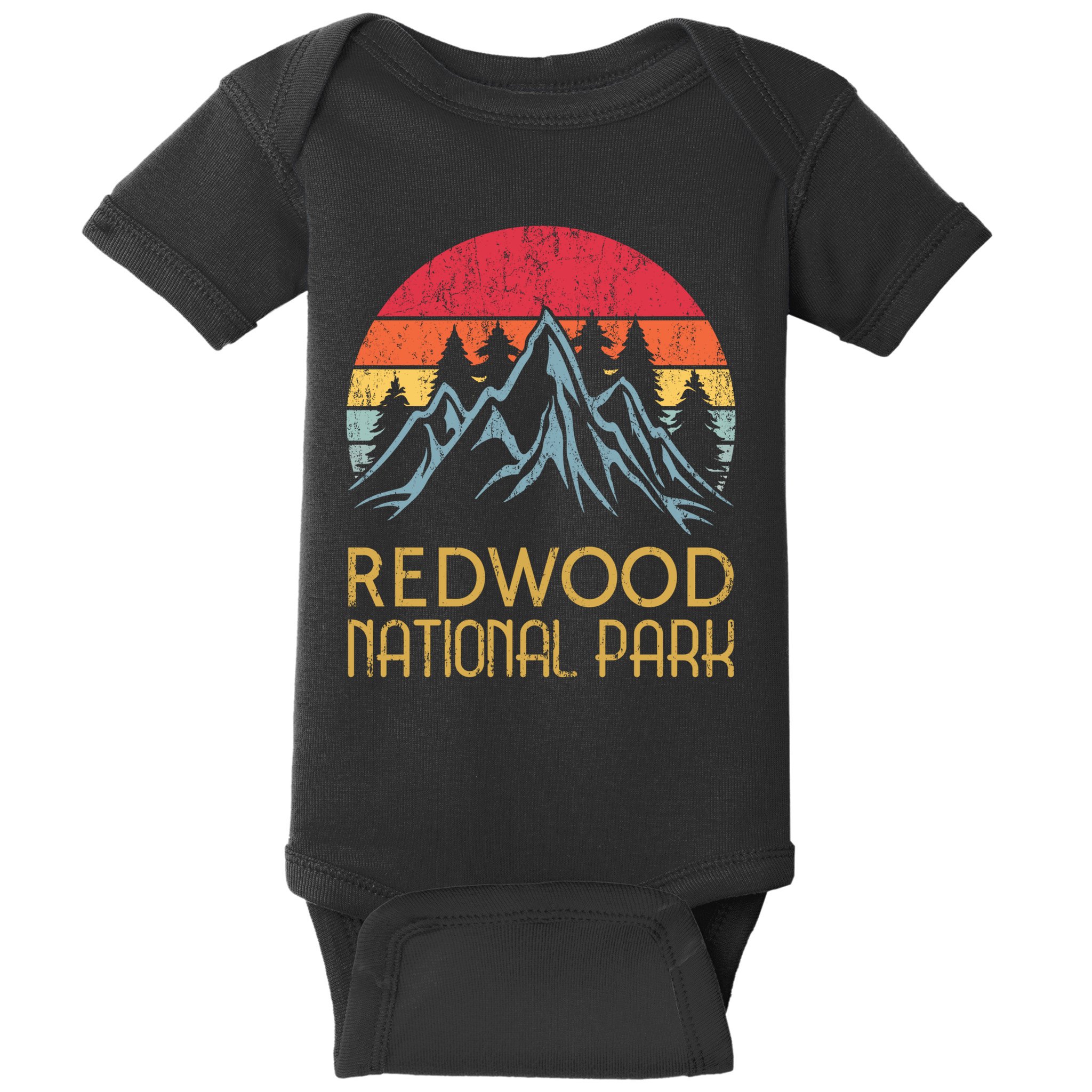 California Retro Vintage Redwood National Park Baby Bodysuit