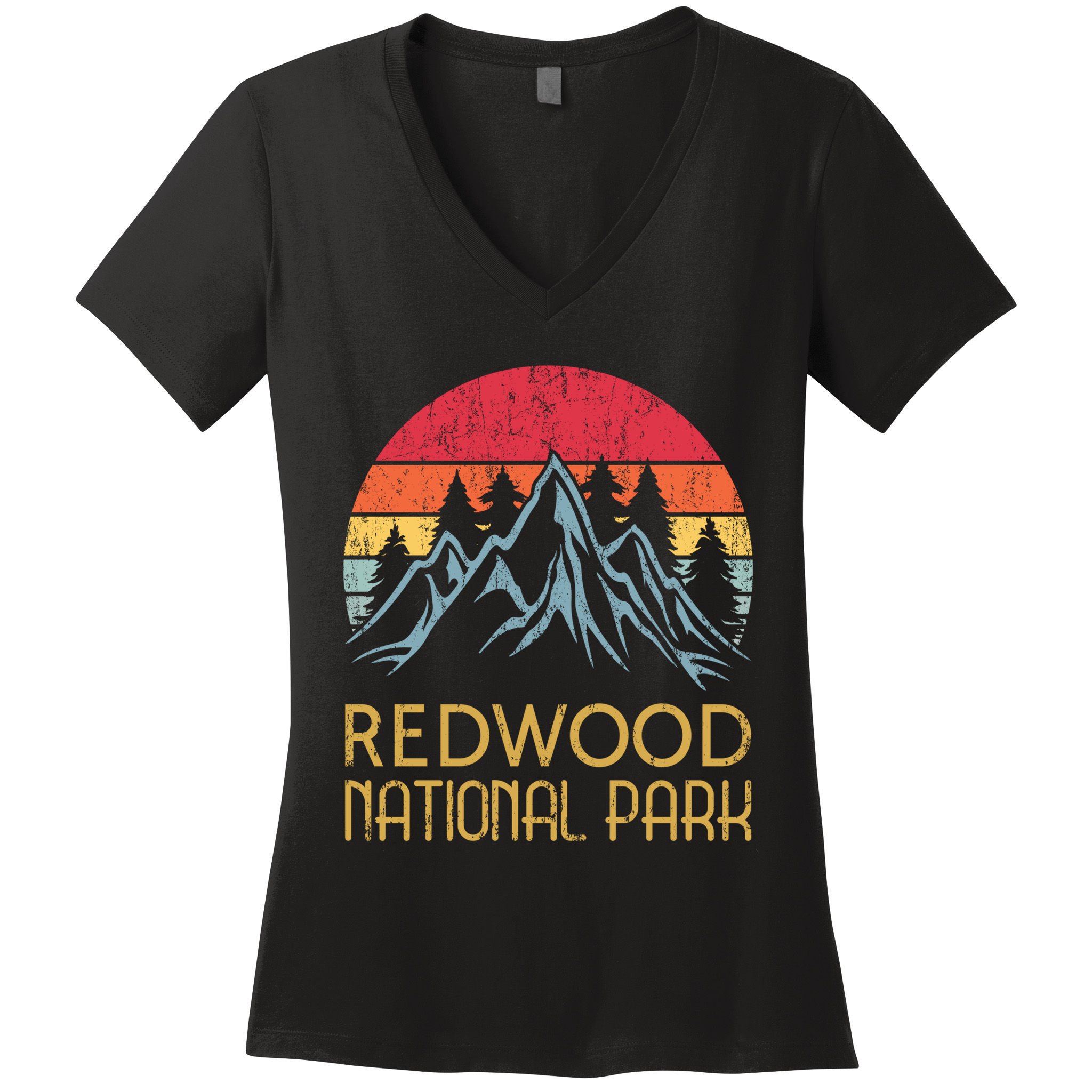 California Retro Vintage Redwood National Park Women's V-Neck T-Shirt