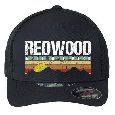 California Retro Vintage Redwood National Park Flexfit Unipanel Trucker Cap
