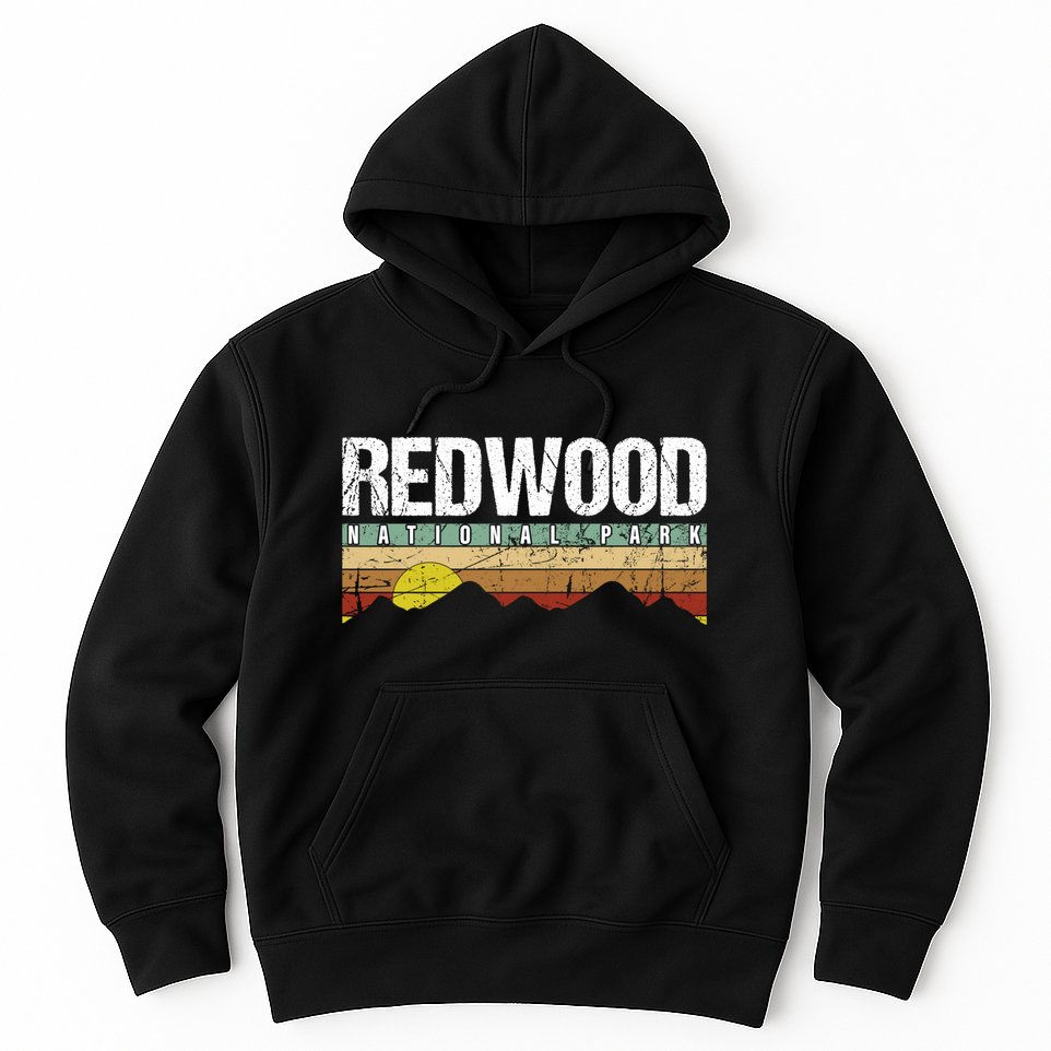 California Retro Vintage Redwood National Park Hoodie