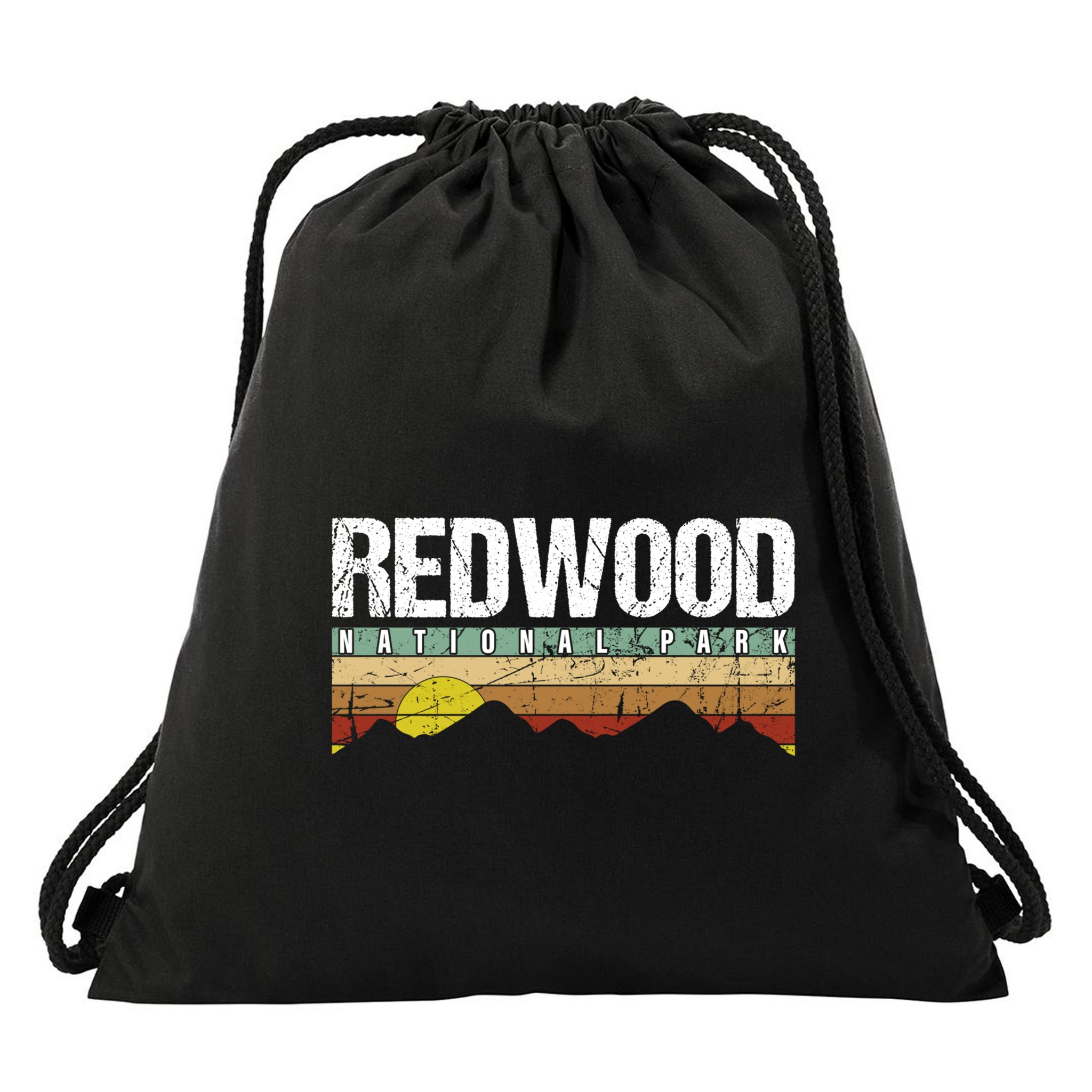 California Retro Vintage Redwood National Park Drawstring Bag