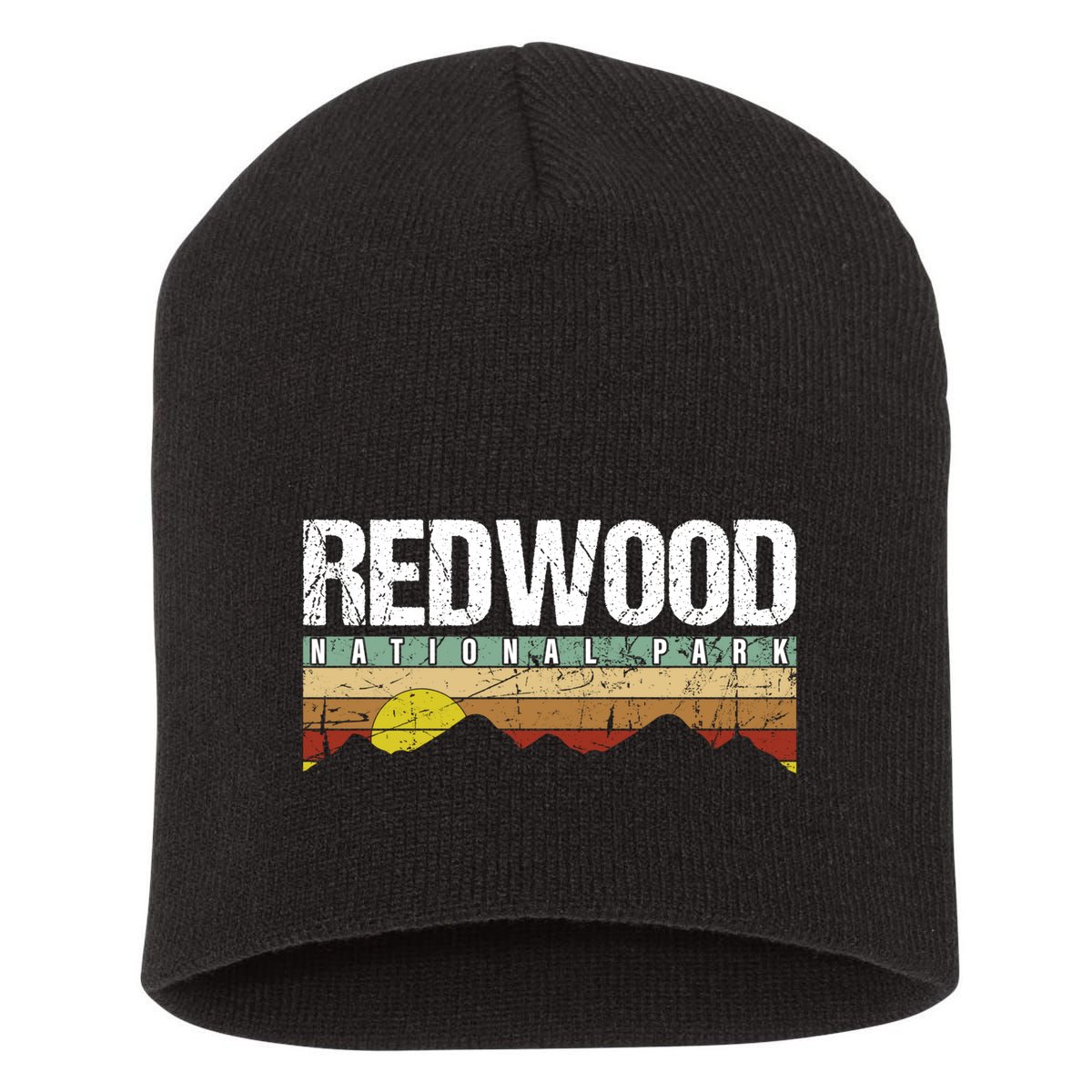 California Retro Vintage Redwood National Park Short Acrylic Beanie
