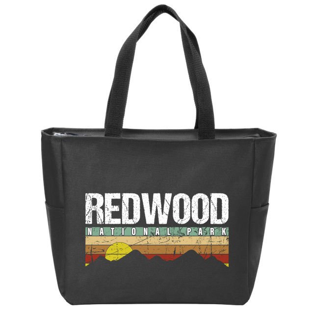 California Retro Vintage Redwood National Park Zip Tote Bag