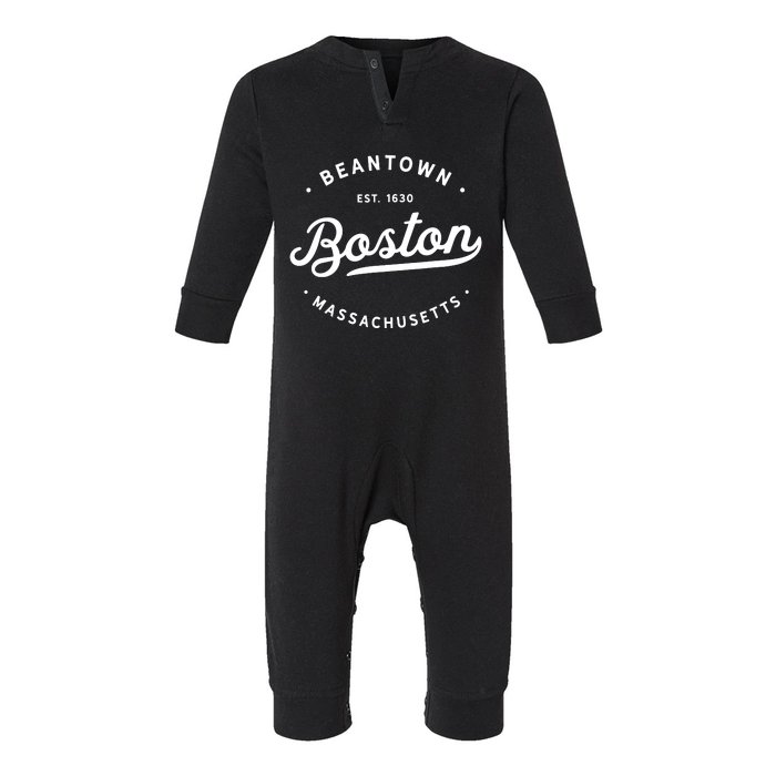 Classic Retro Vintage Boston Massachusetts Beantown Usa Infant Fleece One Piece