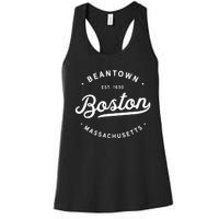 Classic Retro Vintage Boston Massachusetts Beantown Usa Women's Racerback Tank