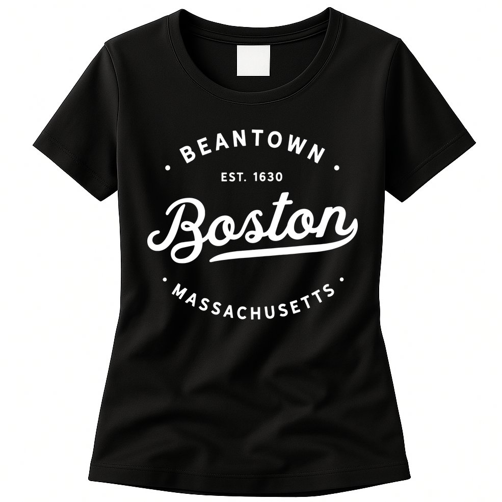 Classic Retro Vintage Boston Massachusetts Beantown Usa Womens T-Shirt