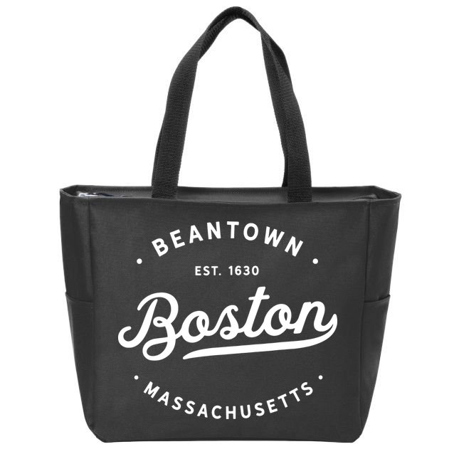 Classic Retro Vintage Boston Massachusetts Beantown Usa Zip Tote Bag