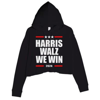 Classic Retro Vote For Harris Walz We Win 2024 Election Crop Fleece Hoodie