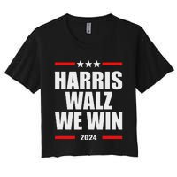 Classic Retro Vote For Harris Walz We Win 2024 Election Women's Crop Top Tee