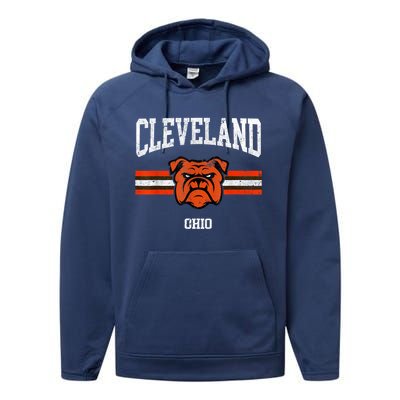 Cleveland Retro Vintage Classic Ohio Gift Performance Fleece Hoodie