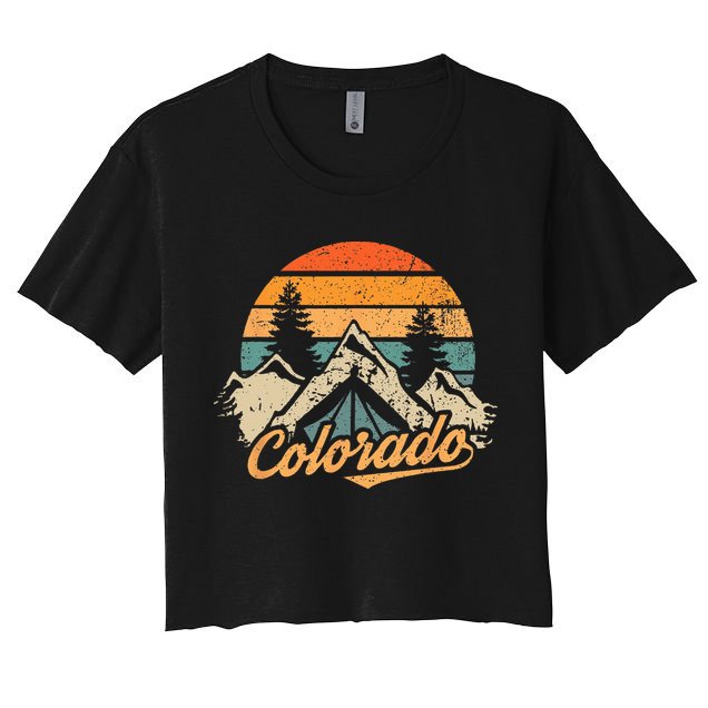 Colorado Retro Vintage Mountains Nature Hiking Crop Top