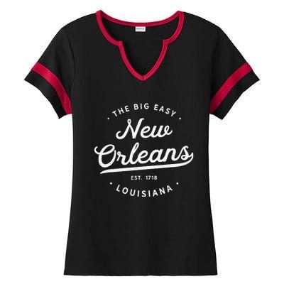 Classic Retro Vintage New Orleans Louisiana Big Easy NOLA Ladies Halftime Notch Neck Tee