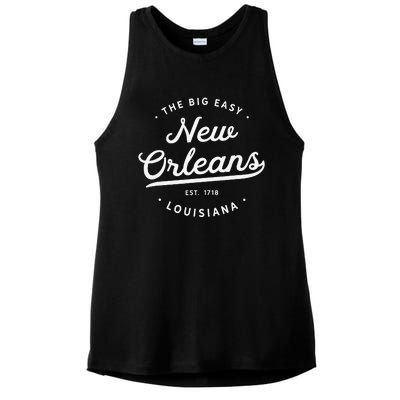 Classic Retro Vintage New Orleans Louisiana Big Easy NOLA Ladies PosiCharge Tri-Blend Wicking Tank