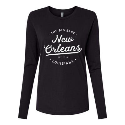 Classic Retro Vintage New Orleans Louisiana Big Easy NOLA Womens Cotton Relaxed Long Sleeve T-Shirt