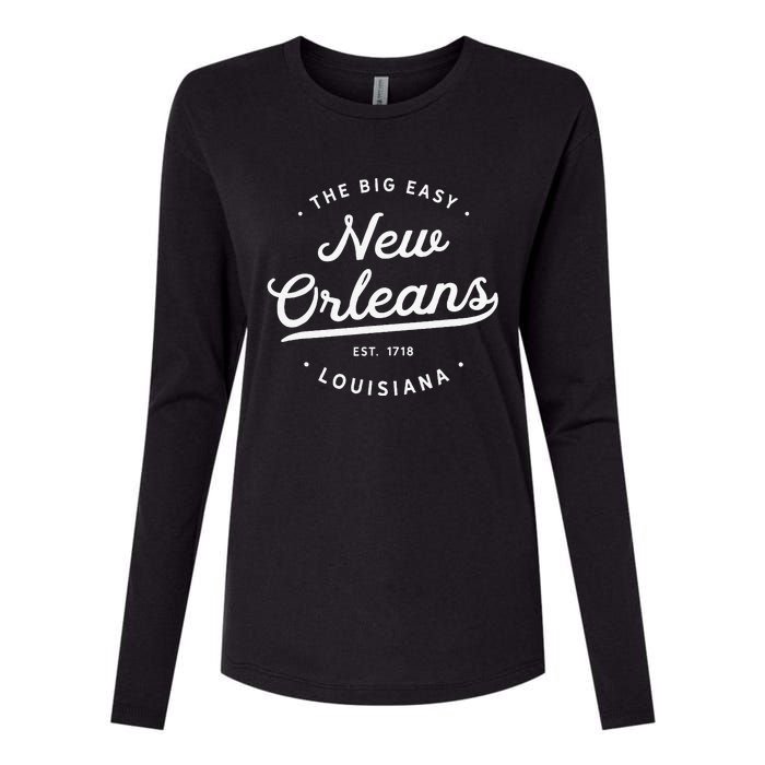 Classic Retro Vintage New Orleans Louisiana Big Easy NOLA Womens Cotton Relaxed Long Sleeve T-Shirt