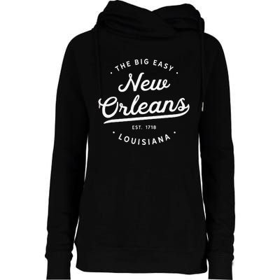 Classic Retro Vintage New Orleans Louisiana Big Easy NOLA Womens Funnel Neck Pullover Hood