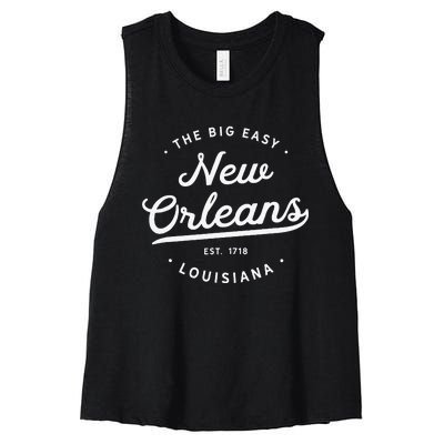 Classic Retro Vintage New Orleans Louisiana Big Easy NOLA Women's Racerback Cropped Tank