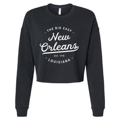 Classic Retro Vintage New Orleans Louisiana Big Easy NOLA Cropped Pullover Crew