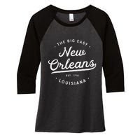 Classic Retro Vintage New Orleans Louisiana Big Easy NOLA Women's Tri-Blend 3/4-Sleeve Raglan Shirt