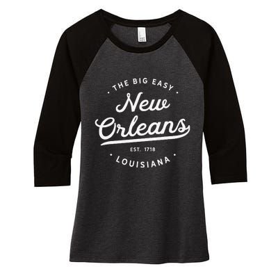 Classic Retro Vintage New Orleans Louisiana Big Easy NOLA Women's Tri-Blend 3/4-Sleeve Raglan Shirt