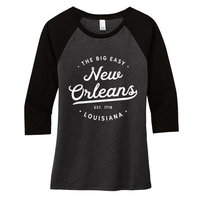 Classic Retro Vintage New Orleans Louisiana Big Easy NOLA Women's Tri-Blend 3/4-Sleeve Raglan Shirt