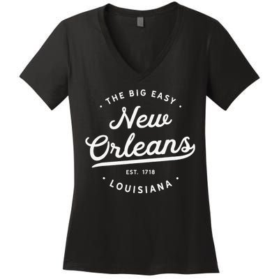 Classic Retro Vintage New Orleans Louisiana Big Easy NOLA Women's V-Neck T-Shirt