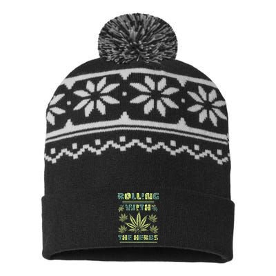 Cool Retro Vintage Style 420 Weed Marijuana Stoner USA-Made Snowflake Beanie