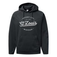 Classic Retro Vintage St Louis Missouri Usa Novelty Souvenir Performance Fleece Hoodie